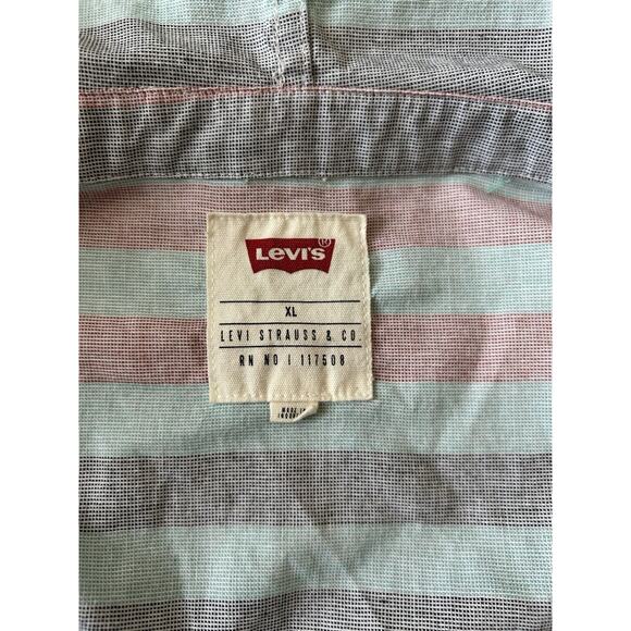 Vintage Levi’s Jacket Hoodie Stripes Button Down Long Sleeve 90s Retro Y2K XL - Picture 9 of 10